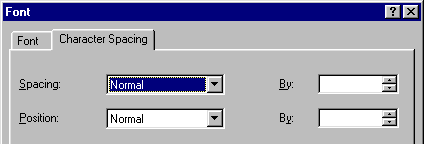 Karta Character Spacing pkazu Font. Trochu oznut.