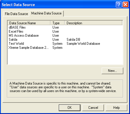 Linking Microsoft Access tables to
MySQL tables, choosing a DSN