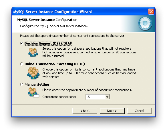 MySQL Server Instance Configuration
Wizard: Connections