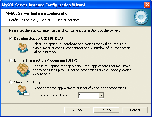 MySQL Server Instance Configuration Wizard:
Connections