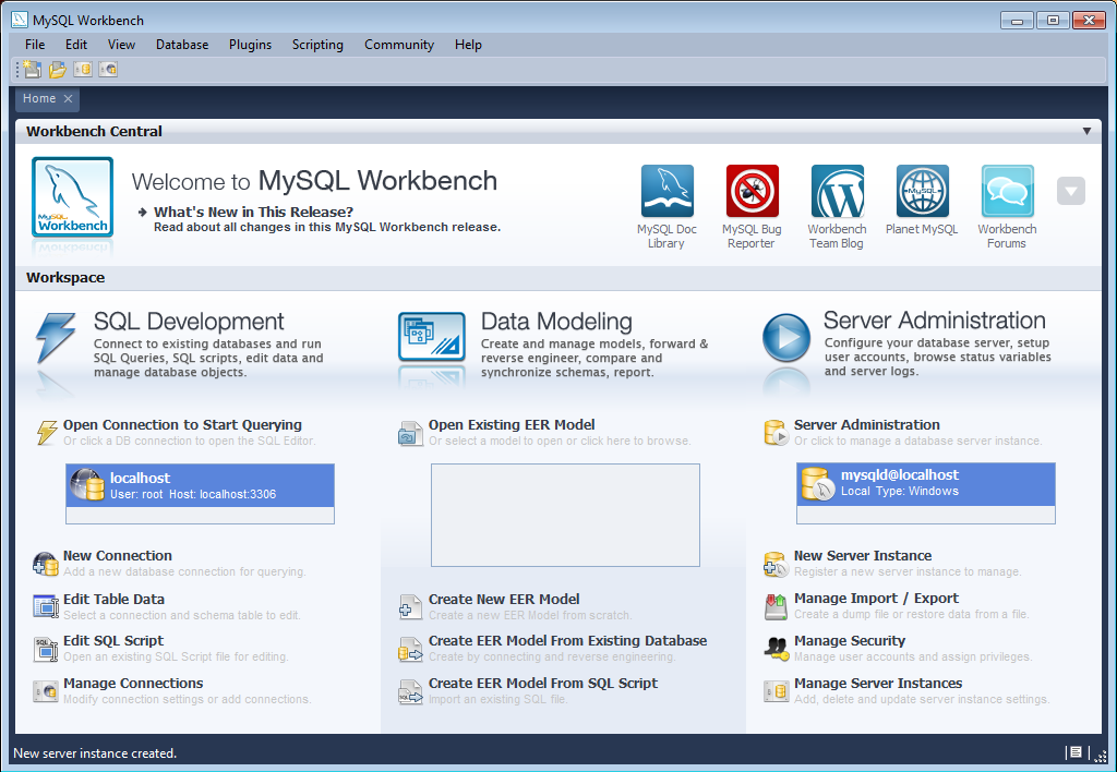 Getting Started Tutorial - Home Screen
              Instance