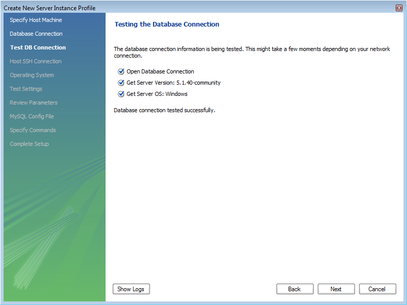 Getting Started Tutorial - Connection
              Test