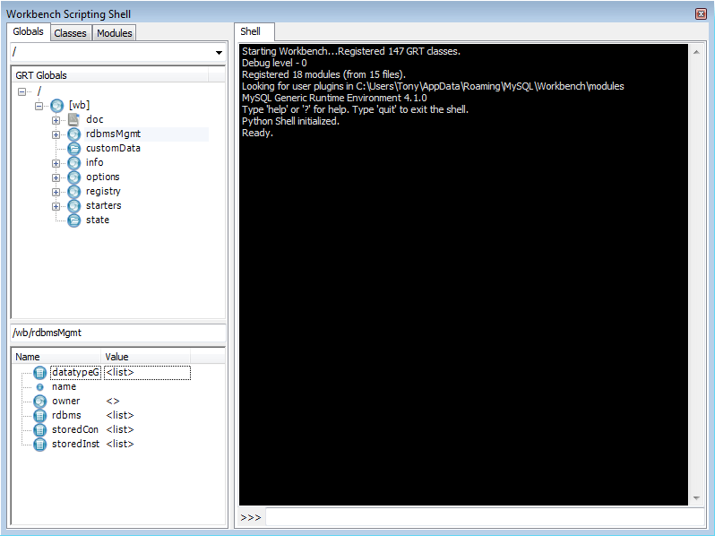 The Workbench Scripting Shell