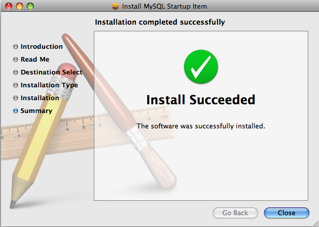 MySQL Startup Item Installer: Step
5