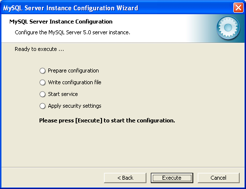 MySQL Server Instance Configuration Wizard:
Confirmation